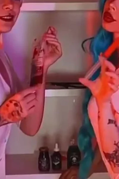 cosplay girl Amanda Welp playing with naughty nurses