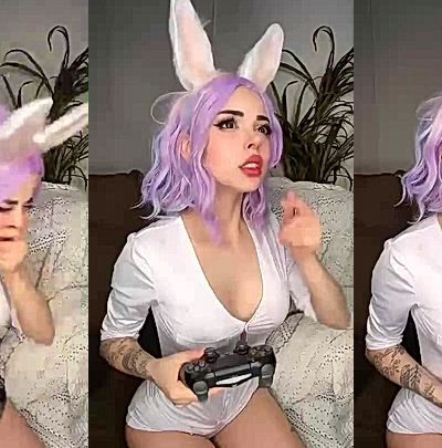 cute girl Amanda Welp with bunny ears playing games