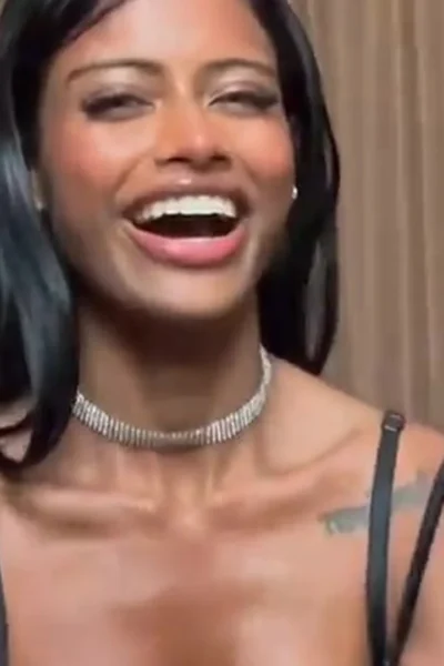 Anna Celeste cumming in her new dress