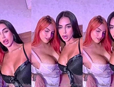 Maria Del Mar two sexy lesbians sluts teasing in her lingerie