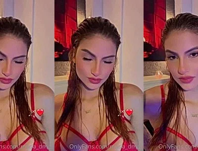 Maria Del Mar showing off her sexy red lingerie