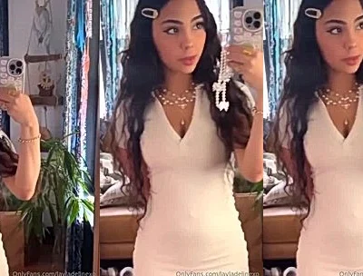 layladeline teasing in her sexy white dress