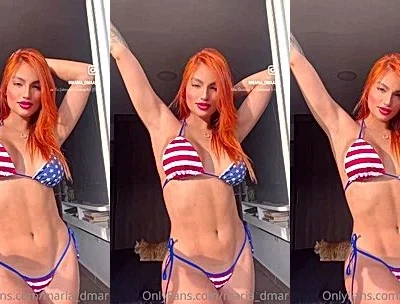 Maria Del Mar teasing her sexy body in an american bikini