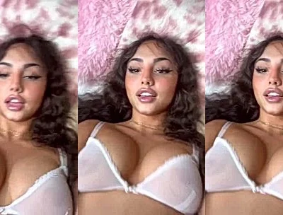 layladeline teasing her perky tits in her white see-through bra