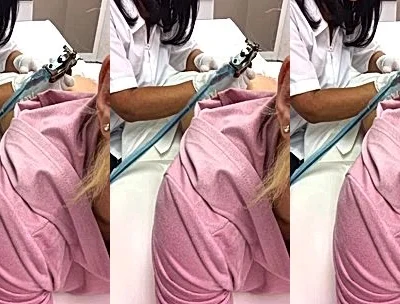 Nikki Delano getting her big ass tattooed