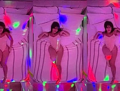 Salome Munoz top view of her sexy body in bed