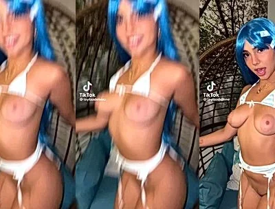 layladeline teasing in her striped bikini