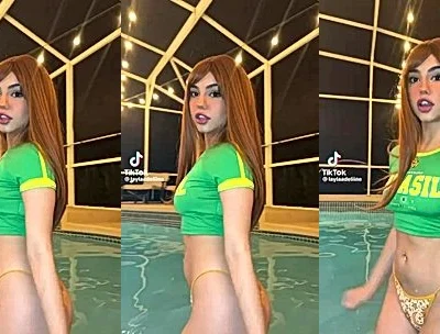 layladeline getting wet in the pool