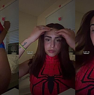 spider-woman Angela Alvarez teasing her hot body