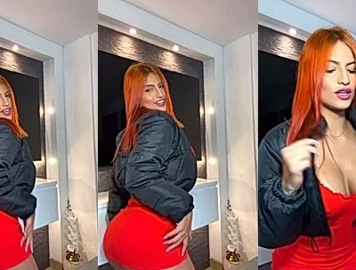 onlyfans redhead babe Maria Del Mar teasing her sexy red dress video leaked