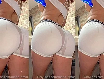 Maria Del Mar teasing her big ass in her wet see-through pants