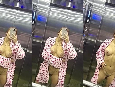 Maria Del Mar flashing her naked body in the elevator