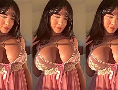 Salome Munoz teasing her big tits in her sexy night gown