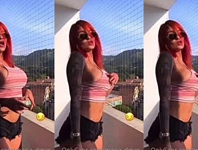 Maria Del Mar teasing her big booty on the balcony