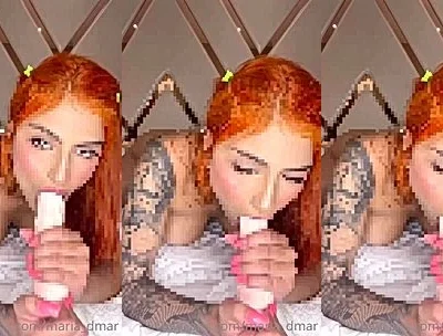 sexy Argentinian slut Maria Del Mar sucking on a big white dildo video leaked