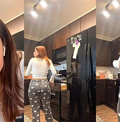 Latina babe Angela Alvarez showing off her hot body in the kitchen