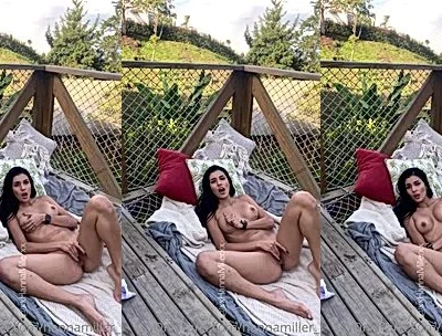 Hanna Miller risky naked masturbation in the backyard
