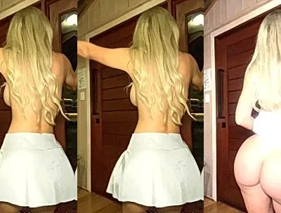 Mila Solana teasing her naked big ass in the bedroom