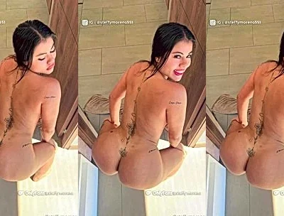 Steffy moreno teasing her naked body from her bathrobe