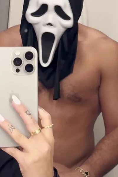 Angela Alvarez getting fucked by ghostface in the public restroom