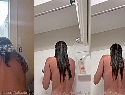 Juliaabright teasing her wet naked body in the shower