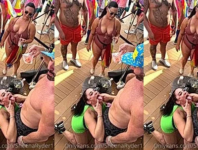 Sheena Ryder getting poured beer at a party