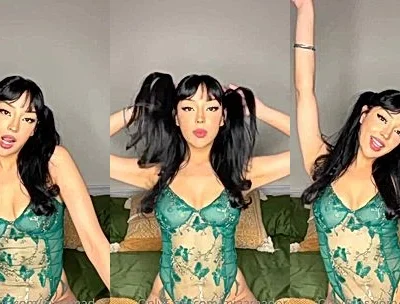 Neiima teasing her green see-through lingerie