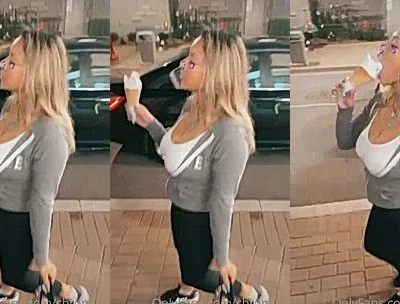 Chromazz teasing her big tits in public
