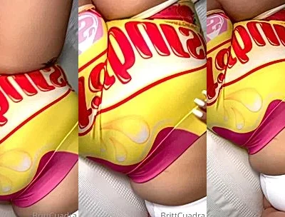 Britt Cuadra teasing her pussy in her yellow panties