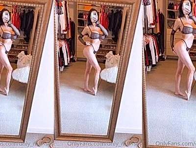 Marisol Yotta showing off her see-through lingerie in the mirror