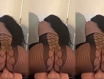 Belindanohemy riding a dildo torso in black bodysuit