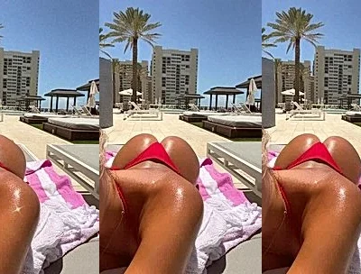 Agusanon teasing her big booty while sunbathing