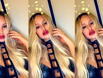 Agusanon showing off her sexy latex lingerie