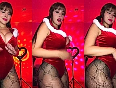 DanyanCat teasing her sexy christmas lingerie