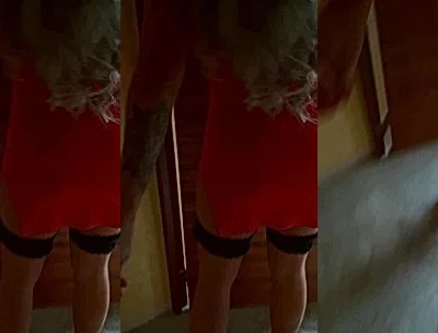 Agusanon teasing her red dress in bed