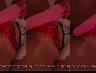 DanyanCat playing with her wet pussy with pink dildo