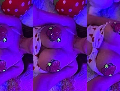 DanyanCat teasing her big tits in red nipple pasties