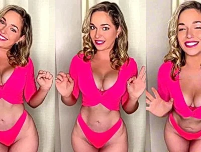 Nicole Block showing off her pink lingerie