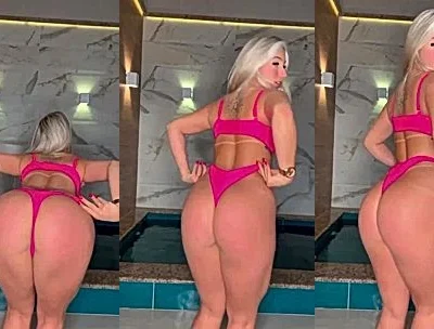 Isadora Vale teasing her big ass in pink lingerie