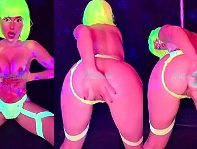 Nicole Block fingering masturbation in neon disco