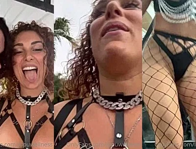 LupuWellness teasing her sexy leather strappy lingerie