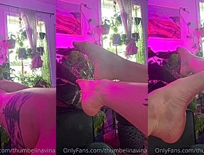 THUMBALINA teasing her naked feet close-up