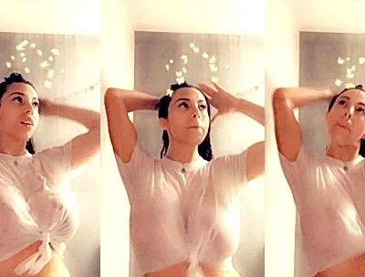 Danielley Ayalaa teasing her big tits in wet white t-shirt
