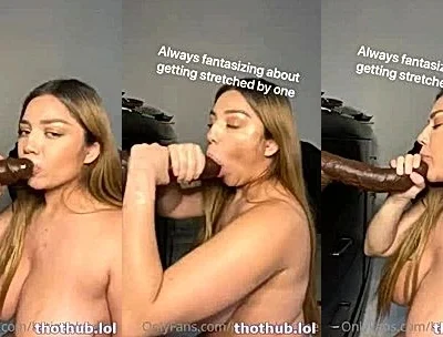 Katiana Kay trying out a bbc wall dildo