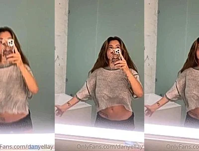 Danielley Ayalaa teasing her braless tits in the mirror