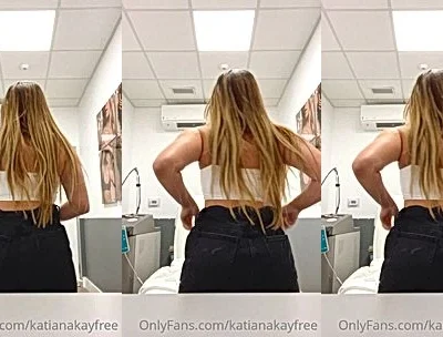 hot chick Katiana Kay twerking her big booty in the mirror