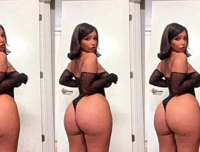 THUMBALINA twerking her big booty in see-through bodysuit