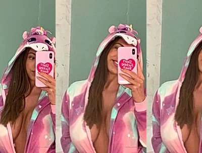 Danielley Ayalaa teasing her big tits in the mirror