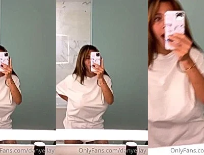 Danielley Ayalaa showing off her braless big tits in the bathroom mirror