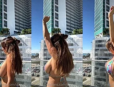 Danielley Ayalaa teasing her naked big tits by the pool